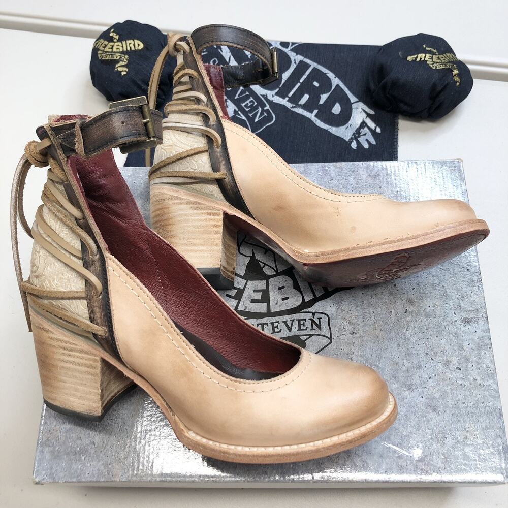 Freebird by Steven Raeanne Mary Jane Heel Boot Taupe Color Ankle Strap Size 8 - Picture 12 of 12
